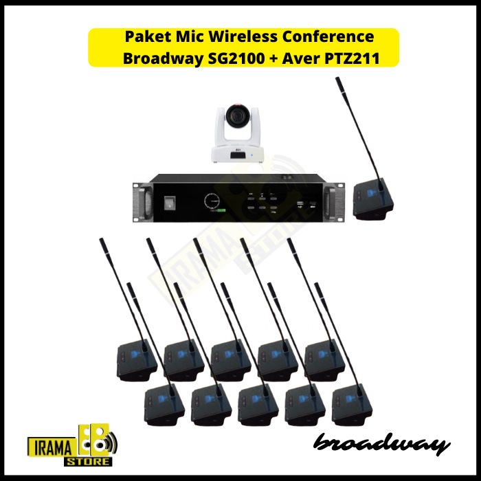 Mic Wireless Conference Broadway SG2100 - 11 Mic + Camera PTZ